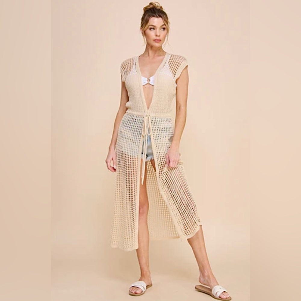 NWT Allie Rose Open Weave Knitted Cardigan Cover-Up Size Large